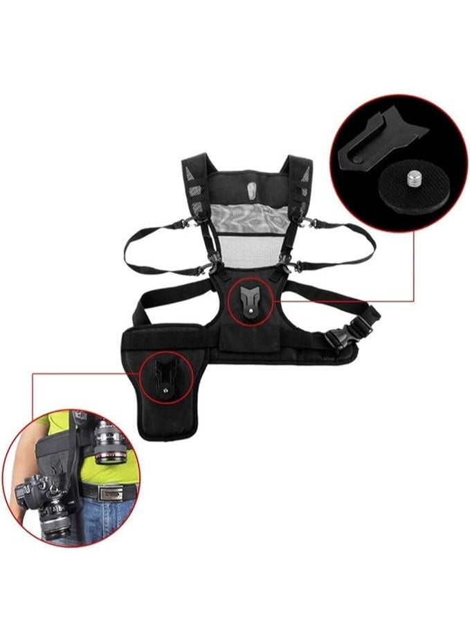 eWINNER Dual Camera Holster Strap for Canon Nikon Multi Carrying Chest Vest - Image 2